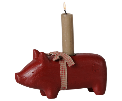 Maileg Holzkerzenhalter Schwein, mittel, rot