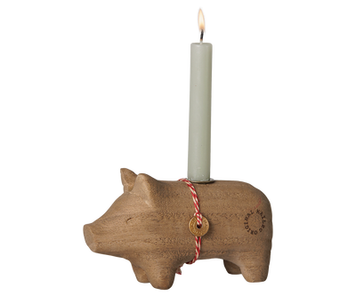 Maileg Holzkerzenhalter Schwein, klein, natur