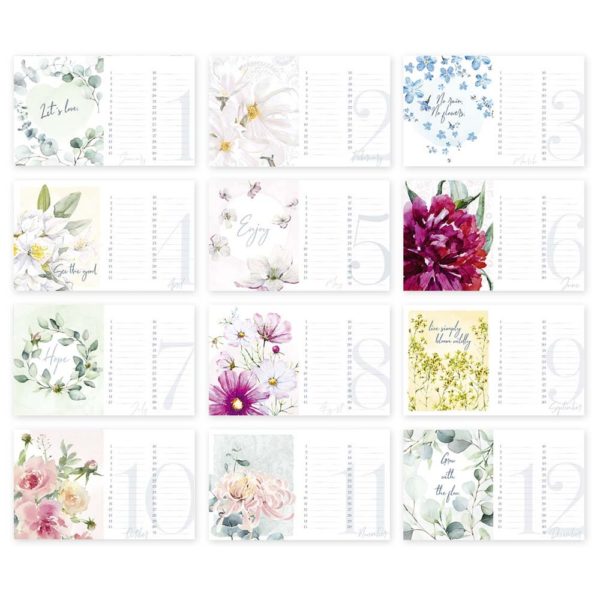 Geburtstags-Tischkalender Aquarellblüten – Bild 4