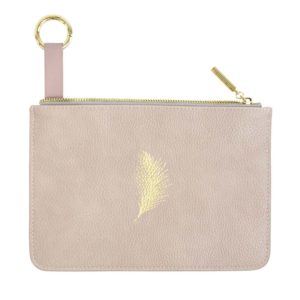 Leder Kosmetiktasche Feder Rosa