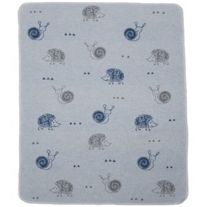 Babydecke mit Schnecke und Igel in blau