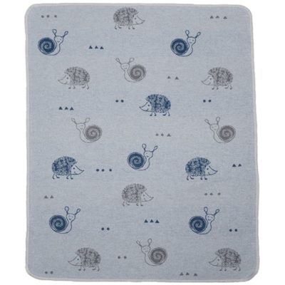 Babydecke mit Schnecke und Igel in blau