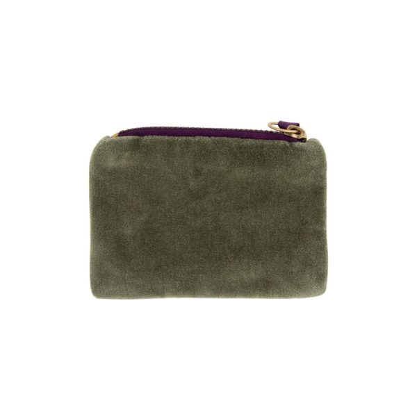 Samt-Münztasche mit Orchidee in grün – Bild 2
