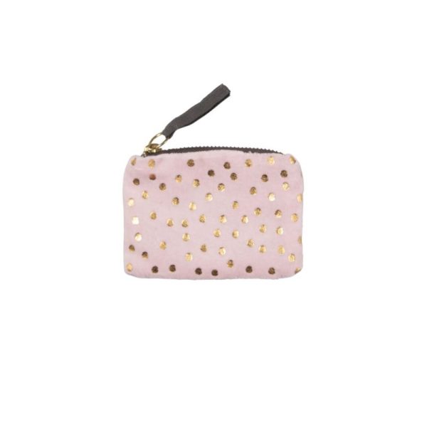 Münztasche Samt Punkte rose